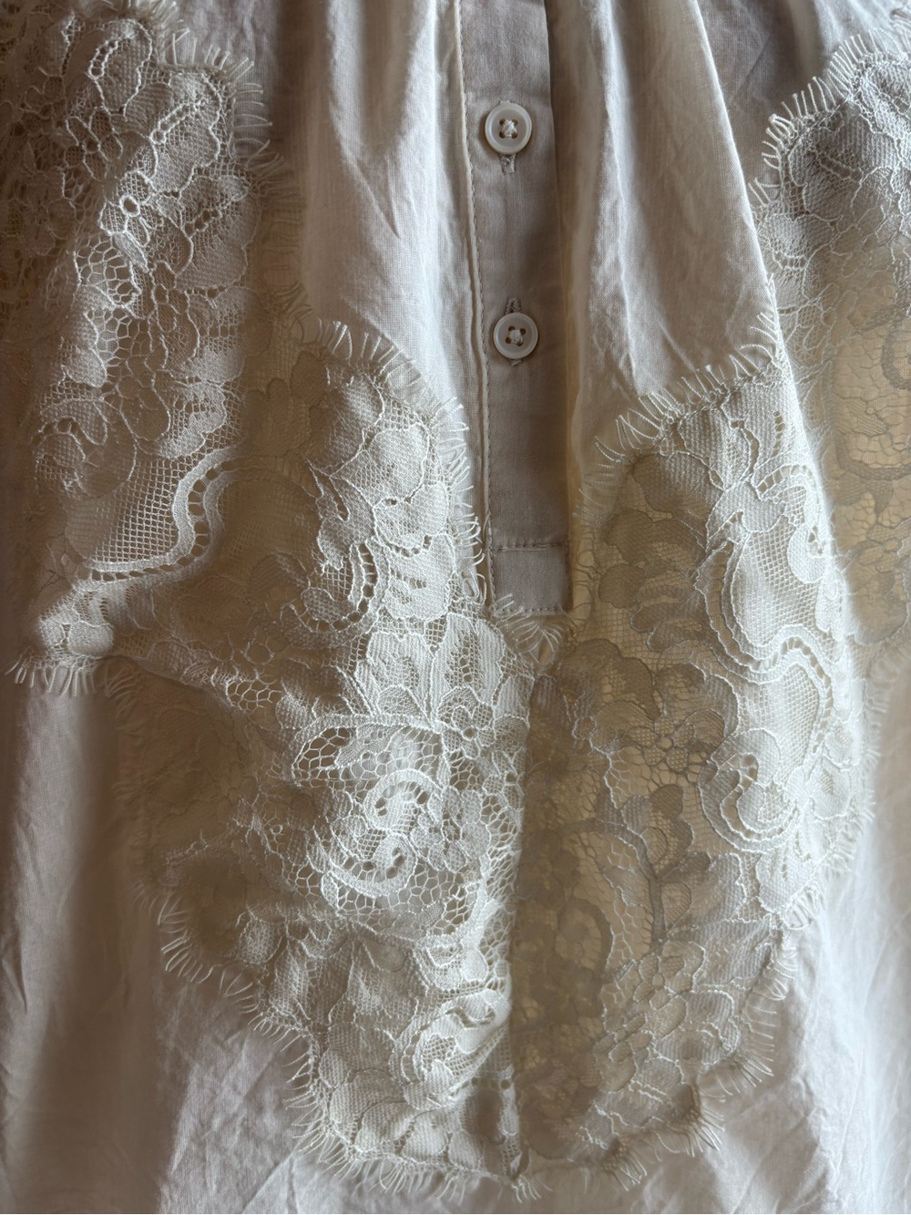 Vince Camuto 1X Cream 100% Cotton Lace Detail Blouse - Picture 6 of 8